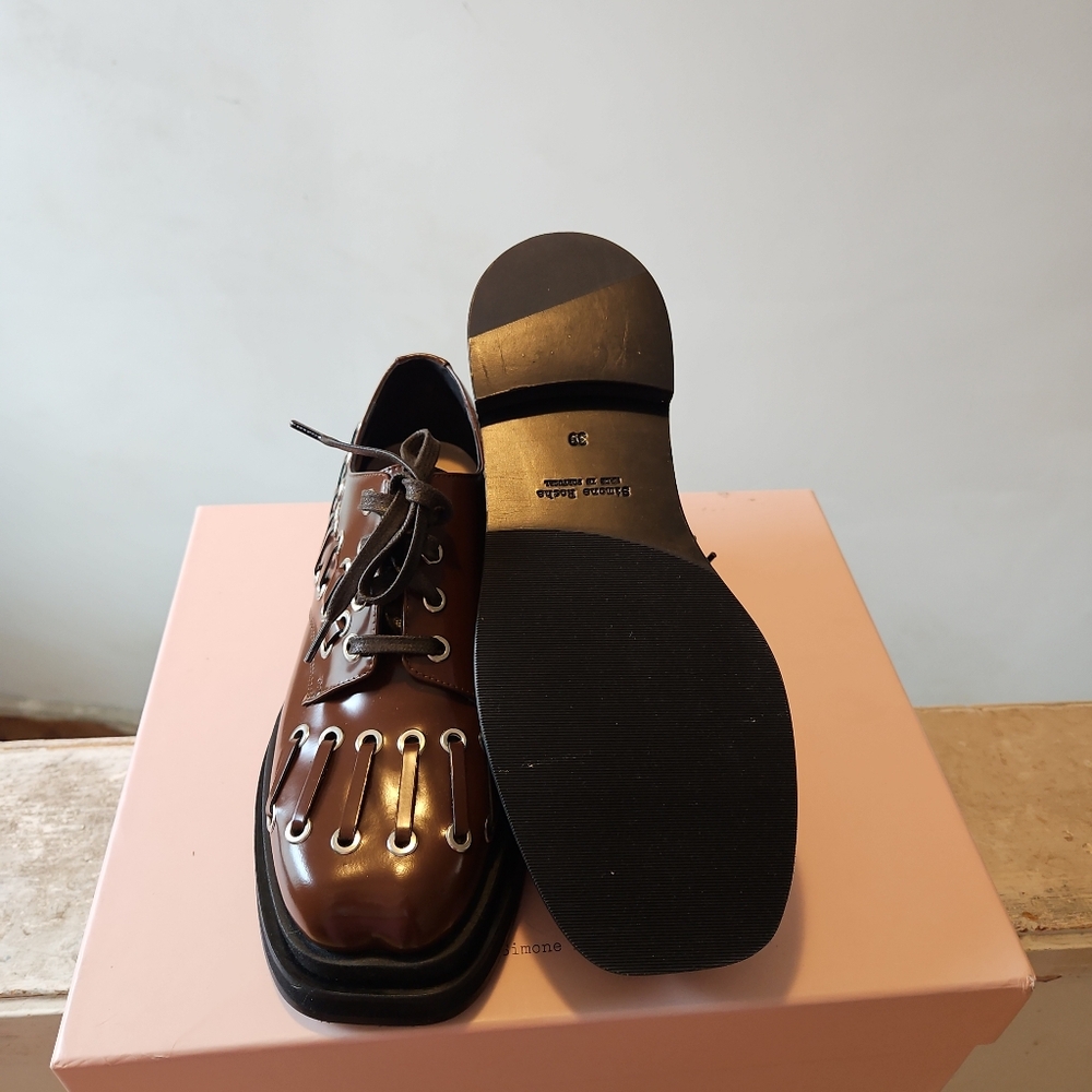 Simone Rocha Heart Toe Brown And Black Platform Brogues - Picture 4 of 6